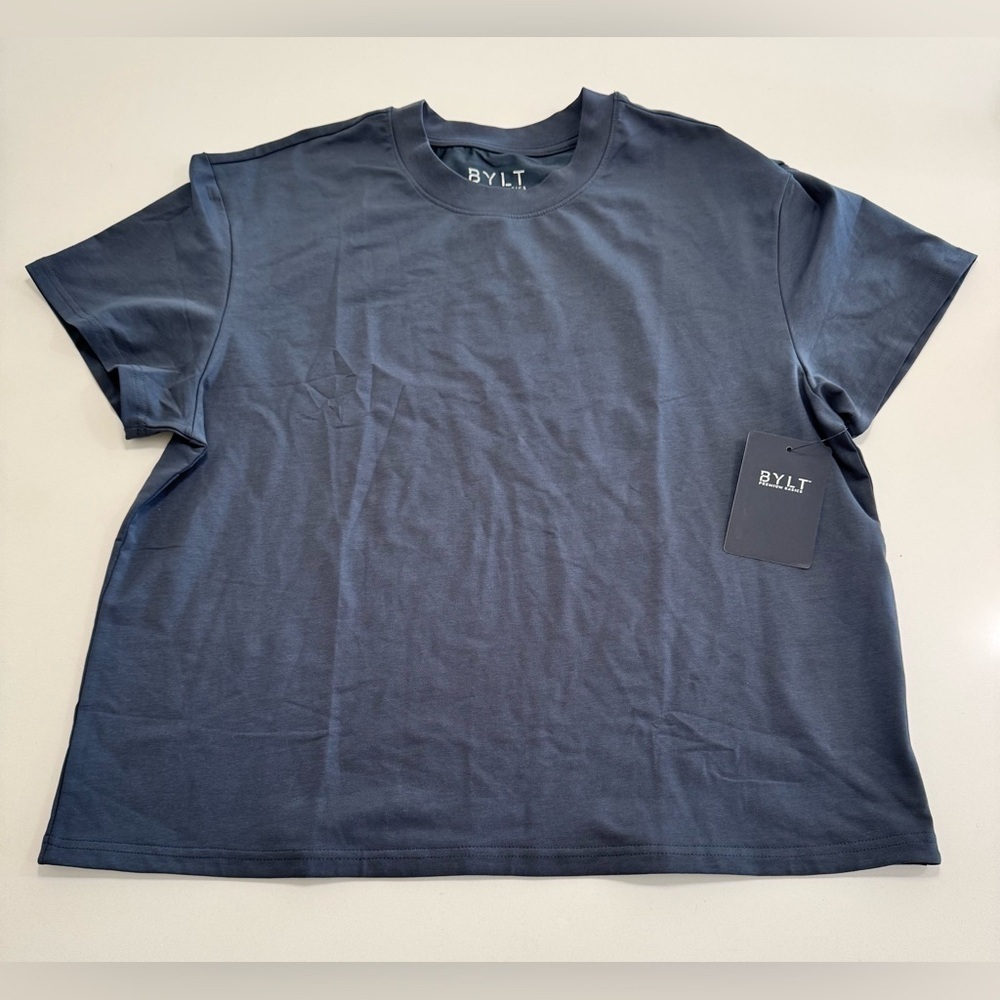Bylt Basics Women’s LUX Relaxed Tee Shirt Vintage Navy Color Size XL  NWT